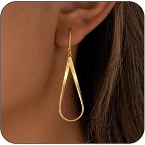 14K Gold Plated  Hollow Teardrop Dangle Earrings for Women